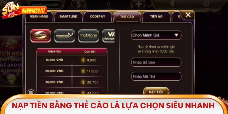Nạp tiền game bằng thẻ cào điện thoại là lựa chọn siêu nhanh và tiện lợi